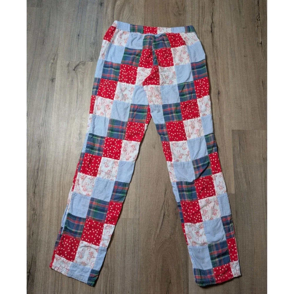 Aerie Size S Pajama Pants Patchwork Holiday Reindeer Multi Color Loungewear